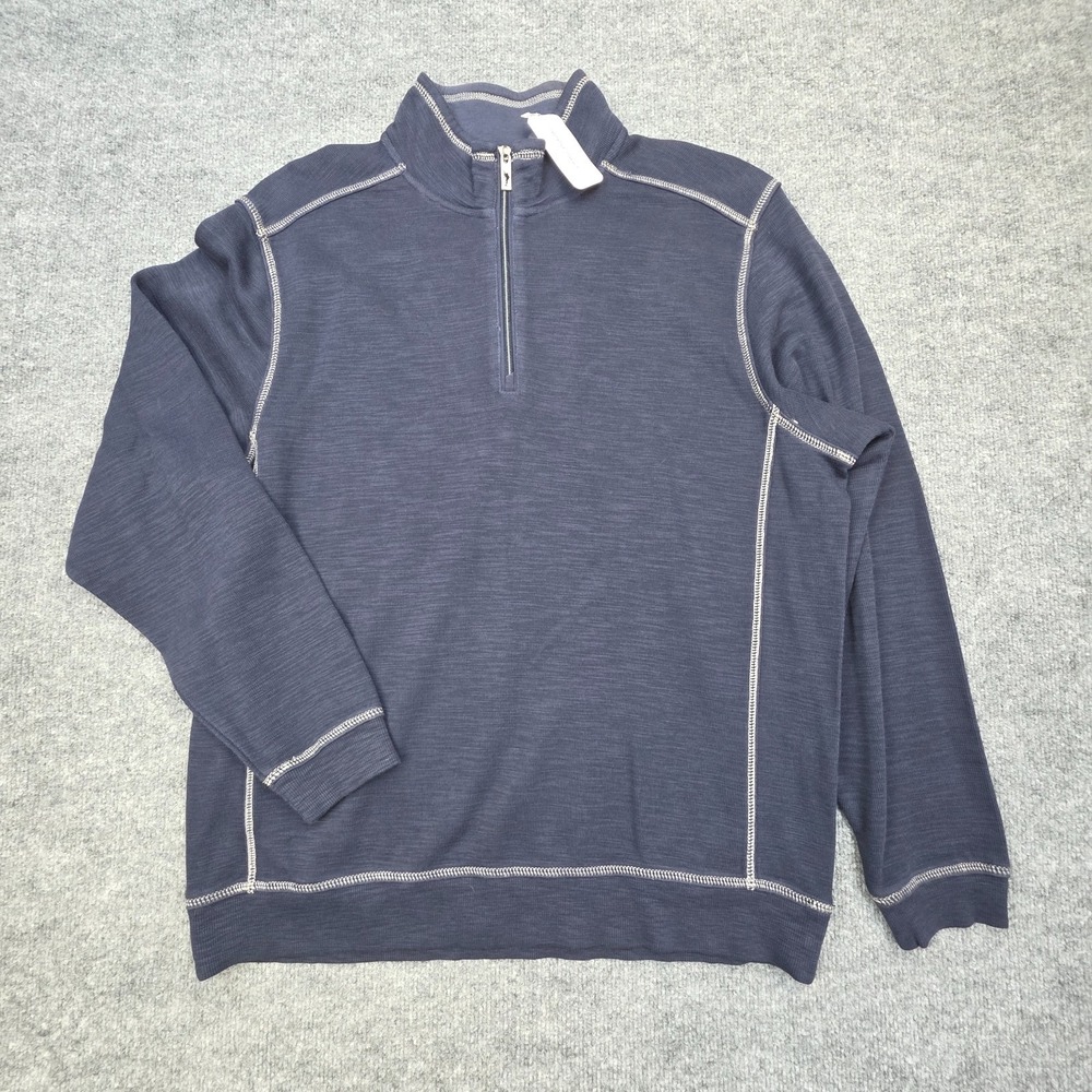 Tommy Bahama Tobago Bay Half Zip Sweatshirt Mens Large Navy Blue NWT